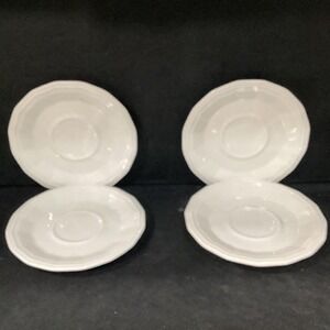 Homer Laughlin COLONIAL WHITE Ironstone MARKED Saucers Set of 4